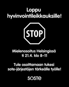 Loppu hyvinvointileikkauksille Sosten mainos